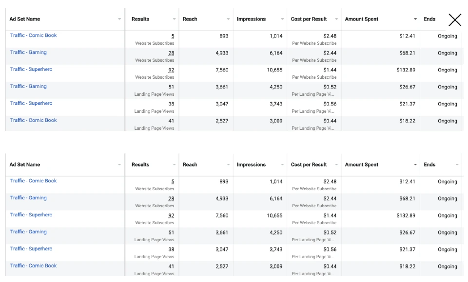 Ads Manager excerpt · supporting evidence for the launch
